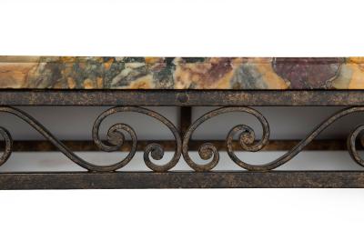 Circa 1930s Art Deco Wrought Iron Marble Console Pier Table