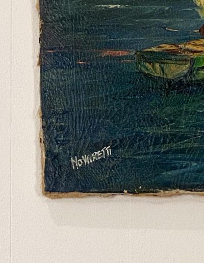 Circa 1950 Trade Ships Oil on Canvas Italy