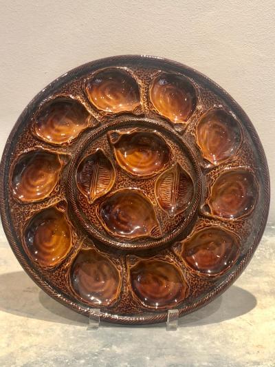 Circa 19th Century Large Saugermines Oyster Platter France