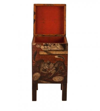 Circa 19th Century Small Painted Four Bottle Cellarette England