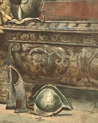 Circa 19th Century Watercolor of a Squire Italy