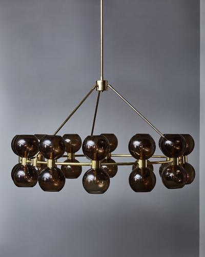 Circular Brass Chandelier with Glass Globes