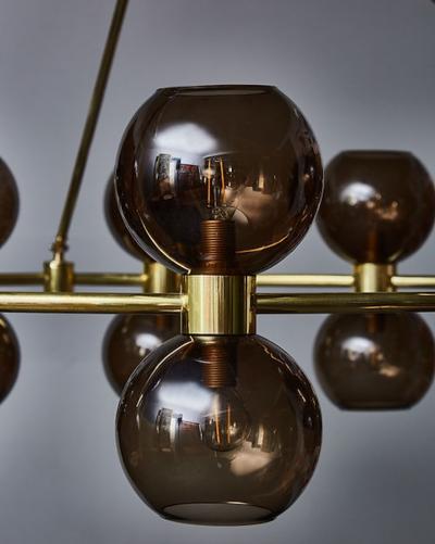 Circular Brass Chandelier with Glass Globes