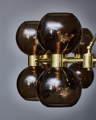 Circular Brass Chandelier with Glass Globes