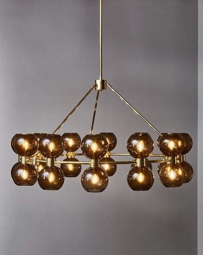 Circular Brass Chandelier with Glass Globes