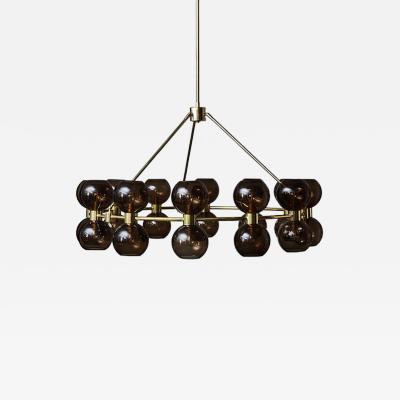 Circular Brass Chandelier with Glass Globes