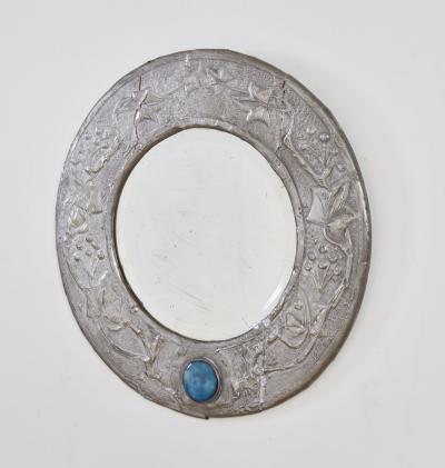 Circular Grapevine Mirror with Blue Cabuchon