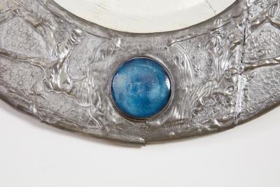 Circular Grapevine Mirror with Blue Cabuchon