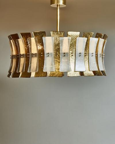 Circular Murano Glass Chandelier with Gold Accents