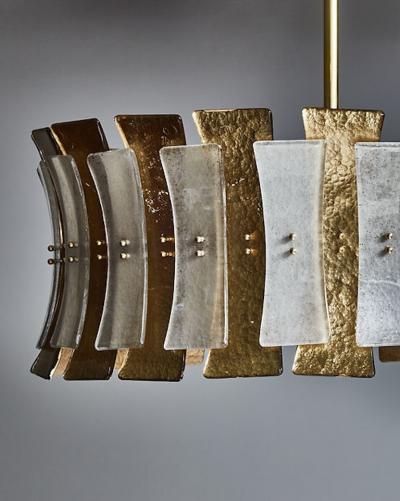 Circular Murano Glass Chandelier with Gold Accents