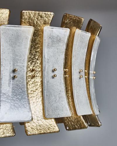 Circular Murano Glass Chandelier with Gold Accents