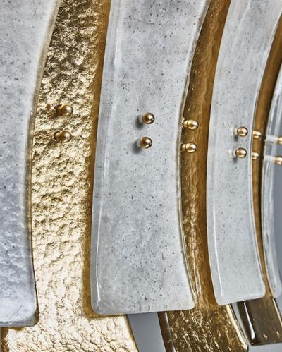 Circular Murano Glass Chandelier with Gold Accents