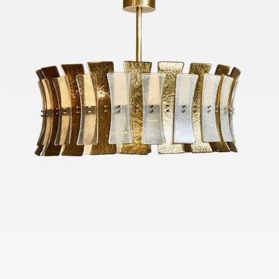 Circular Murano Glass Chandelier with Gold Accents