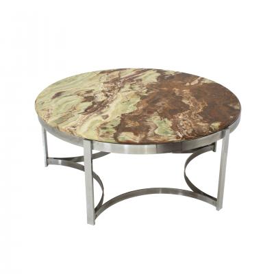 Circular Onyx Coffee Table with Steel Frame Italy