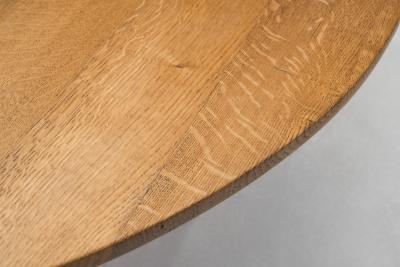 Circular Solid Wood Table with Cross Stretchers Europe ca 1960s