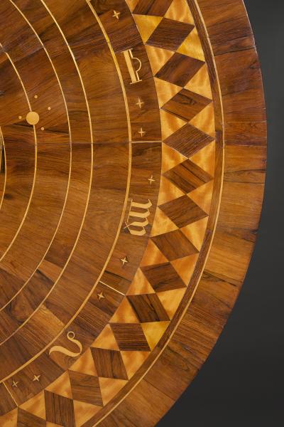 Circular Table The Top Depicting A Map Of The Solar System Including The Orbits