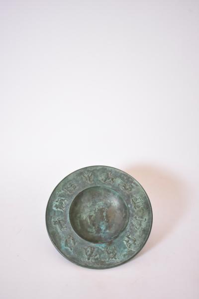 Circular neoclassical bronze plate 1940s 