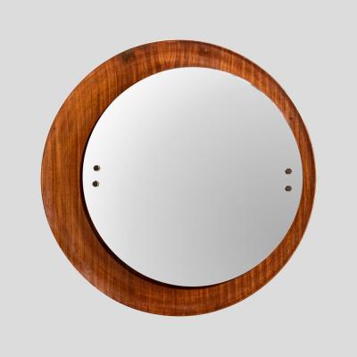 Circular teak plywood frame mirror by Stilcasa