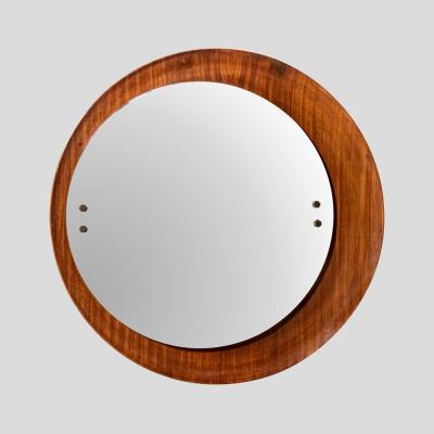 Circular teak plywood frame mirror by Stilcasa