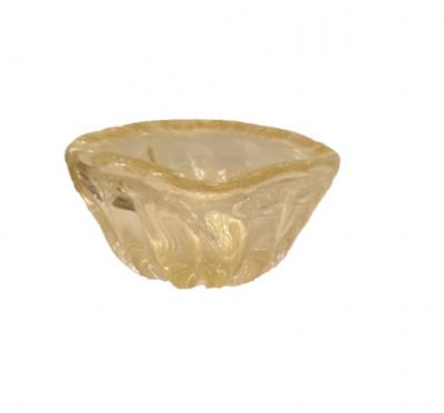 Citrine Yellow Murano Rigadon Glass Bowl