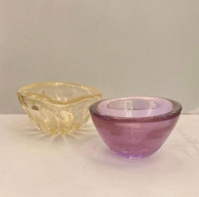 Citrine Yellow Murano Rigadon Glass Bowl