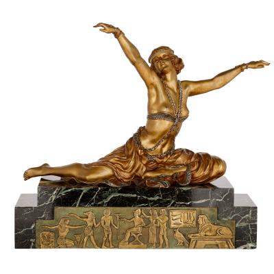 Claire Jeanne Roberte Colinet Art Deco gilt bronze sculpture of the Theban Dancer by CJR Colinet