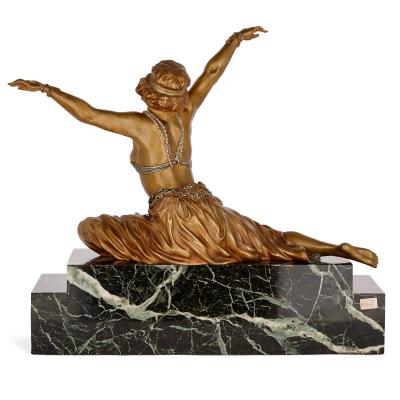 Claire Jeanne Roberte Colinet Art Deco gilt bronze sculpture of the Theban Dancer by CJR Colinet