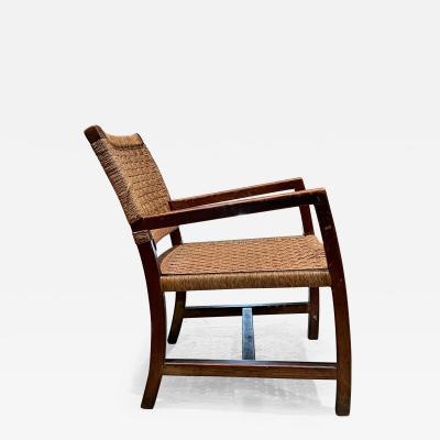 Clara Porset Dumas 1940s Easy Armchair Red Pine Seagrass Rope Style of Clara Porset Mexico