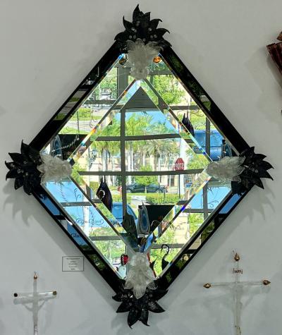 Classic Black Vintage Venetian Mirror by Fratelli Barbini