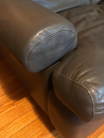 Classic French Art Deco 1930 Style Leather Club Sofa Couch