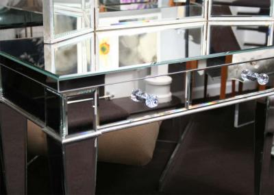 Classic Modern Mirrored Vanity Desk with Triptych Mirror
