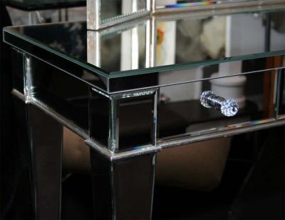 Classic Modern Mirrored Vanity Desk with Triptych Mirror
