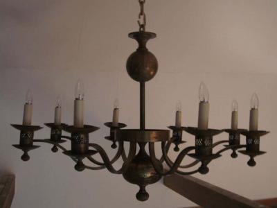 Classic Modern Traditional Brass Chandelier France 1940