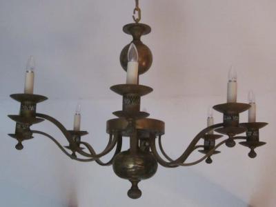 Classic Modern Traditional Brass Chandelier France 1940