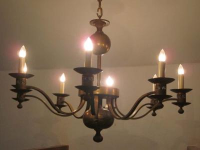 Classic Modern Traditional Brass Chandelier France 1940