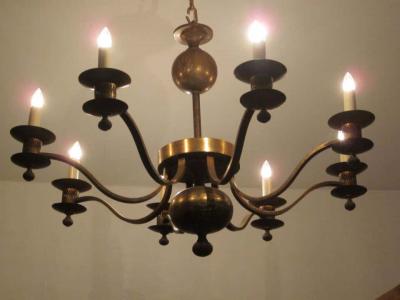 Classic Modern Traditional Brass Chandelier France 1940