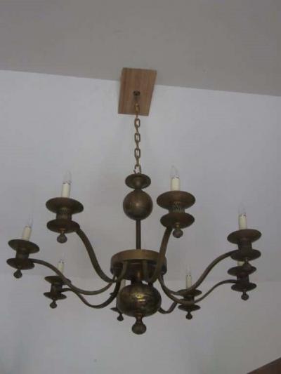 Classic Modern Traditional Brass Chandelier France 1940