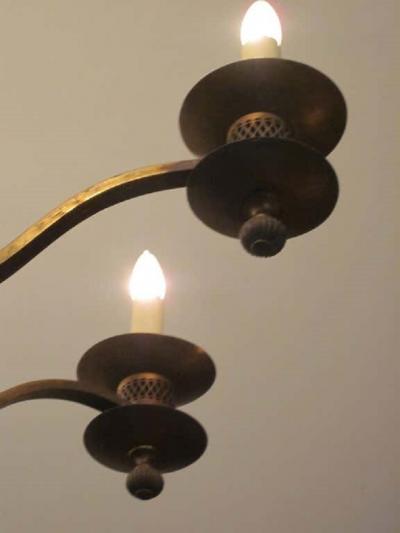 Classic Modern Traditional Brass Chandelier France 1940