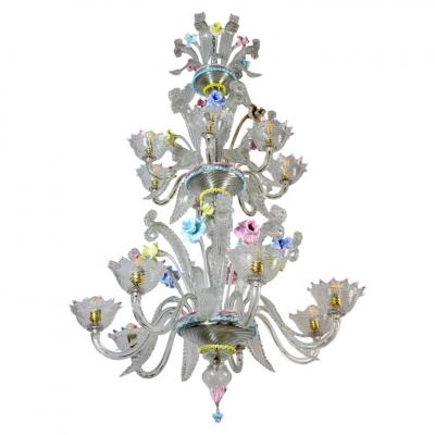 Classic Murano Glass Multicolor Chandelier 1970