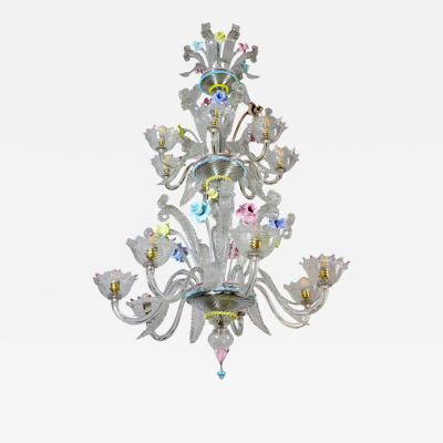 Classic Murano Glass Multicolor Chandelier 1970