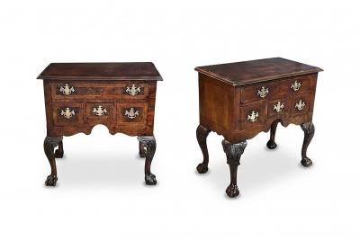 Classic Pair of Chippendale Style Walnut veneered Bedside Cabinets Side Tables