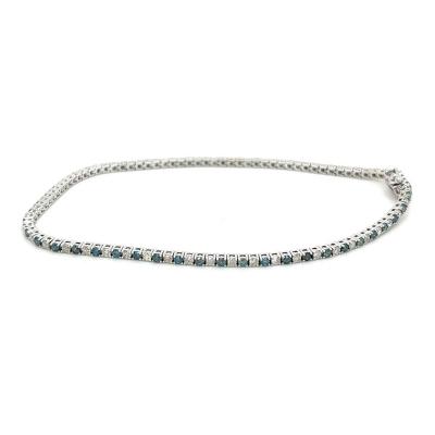 Classic Riviera Natural Blue White Diamond Box Tennis Bracelet