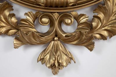 Classical 19th Century Giltwood Convex Mirror with Shell Surmount