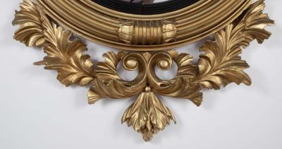 Classical 19th Century Giltwood Convex Mirror with Shell Surmount