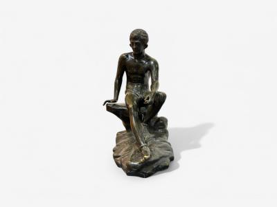Classical Cast Bronze Grand Tour Statue of Seated Hermes Italy 20th C 
