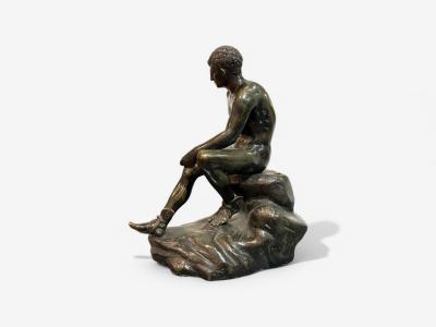 Classical Cast Bronze Grand Tour Statue of Seated Hermes Italy 20th C 
