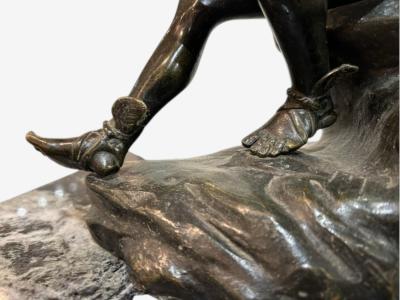 Classical Cast Bronze Grand Tour Statue of Seated Hermes Italy 20th C 