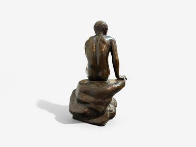 Classical Cast Bronze Grand Tour Statue of Seated Hermes Italy 20th C 