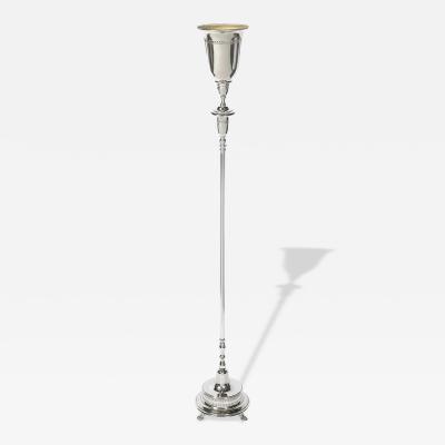 Classical Hollywood Regency Silvered Bronze Torchiere