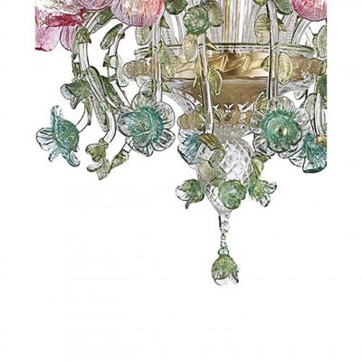 Classical Luxury Venetian Pink and Green Floreal Murano Glass Chandelier